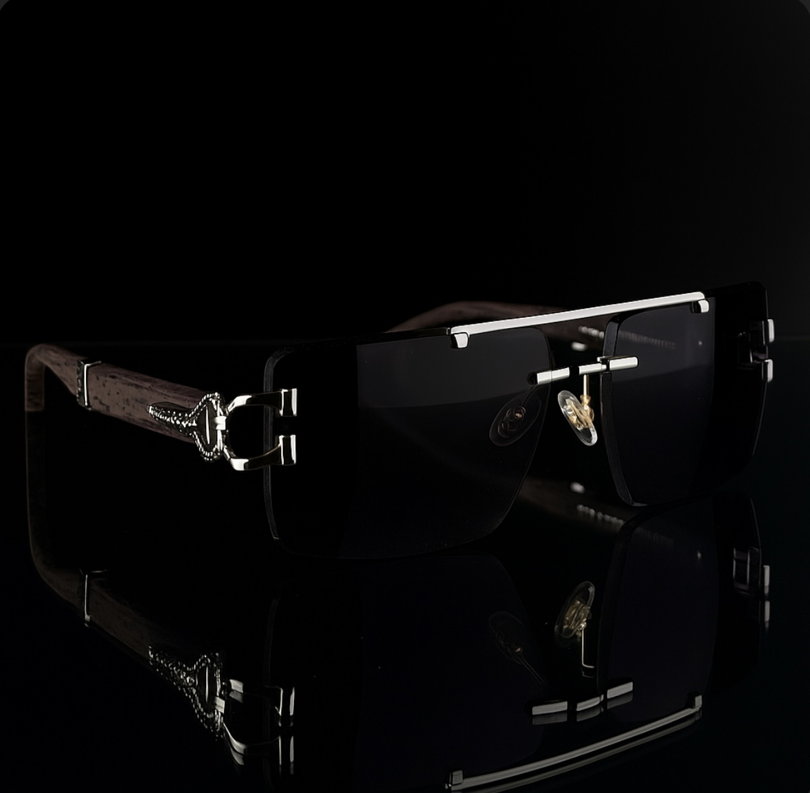  Meeran Jaguar sunglasses with gradient black lenses and a black/silver frame, featuring UV protection