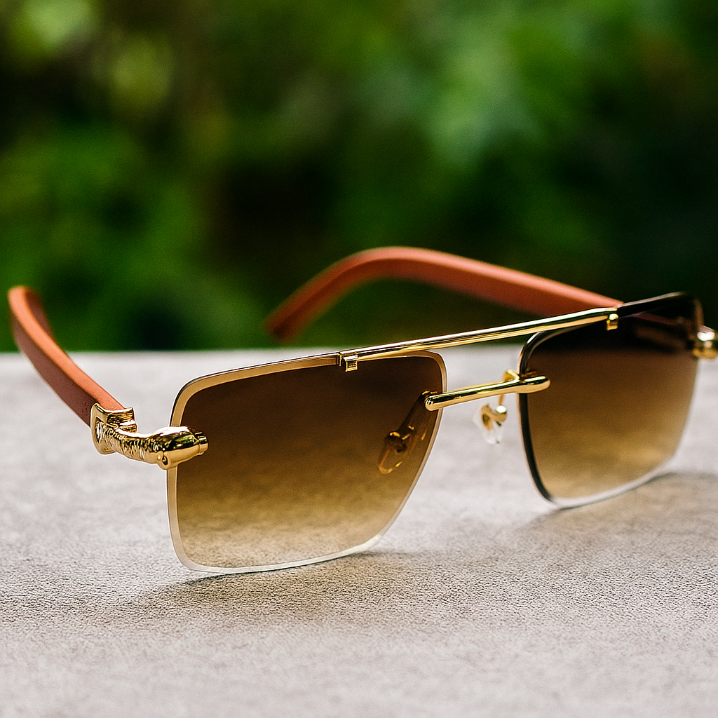  Meeran ROYAL sunglasses with golden lenses and a black/brown frame, featuring UV protection