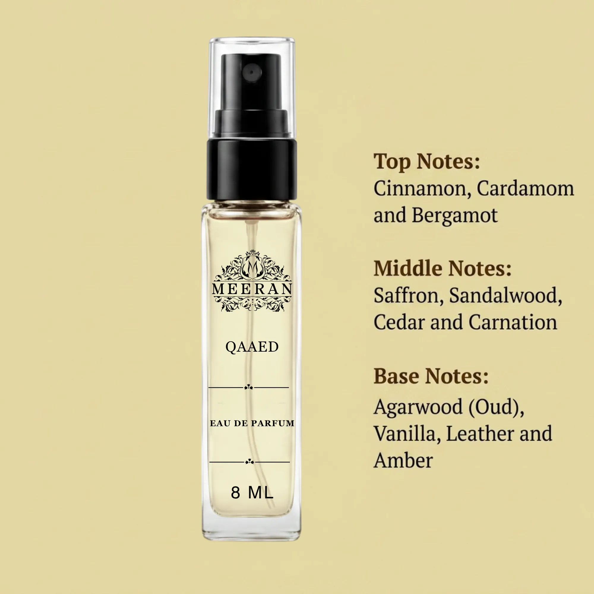  Qaaed Eau De Parfum | 8ML | Long Lasting Luxury Perfume For Men | Decanted From Original Bottle | Qaaed EDP Unisex