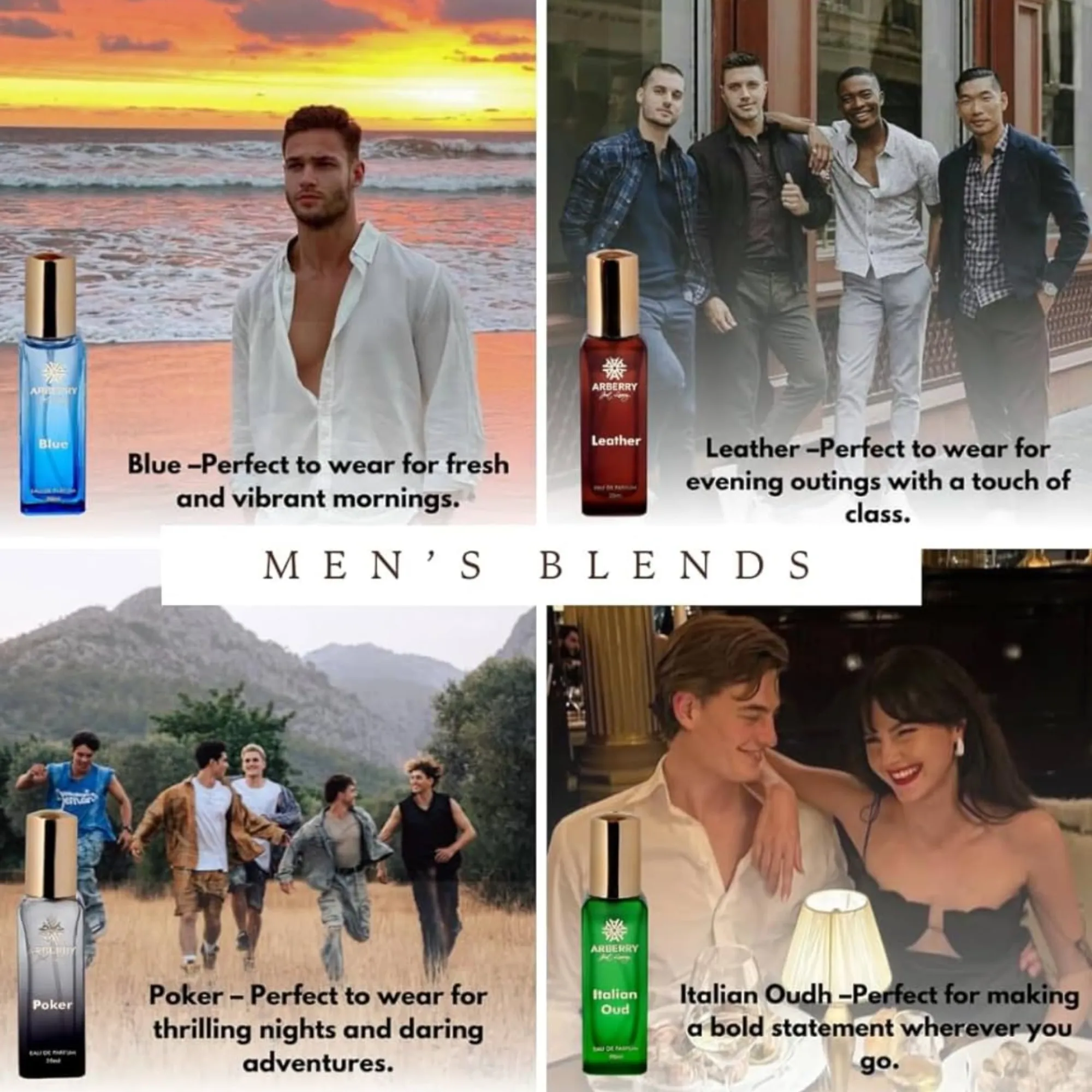  ARBERRY MENS BLENDS 4X20ML COMBO UNISEX EDP 80ML